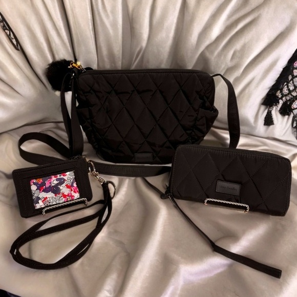 Vera Bradley Ultralight Black Go Ahead Crossbody, Wallet, ID,Lanyard Set Soldout - Picture 12 of 14